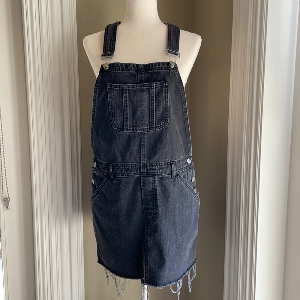 ASOS Denim Overall Dress Washed Black